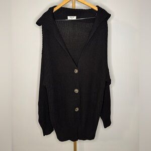 Oversized Black Knit Cardigan